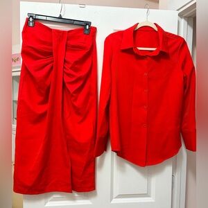 Elegant Red Women's Skirt Set size S